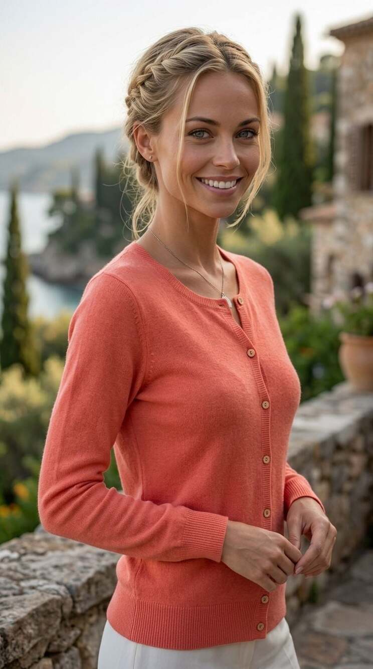 J. Crew Coral Button-Up Lightweight Cardigan
